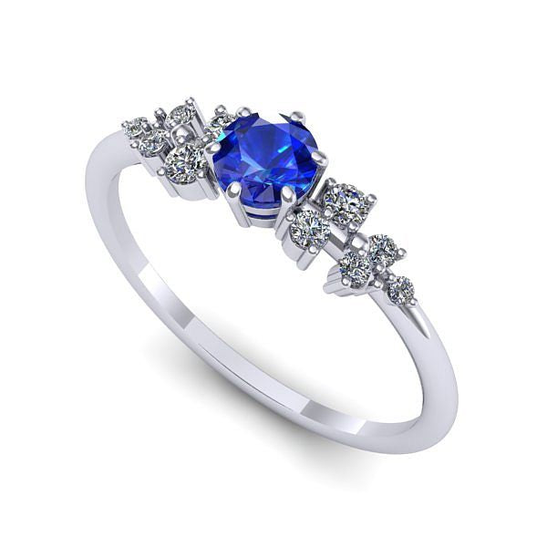 Inel de logodna din aur alb cu safir