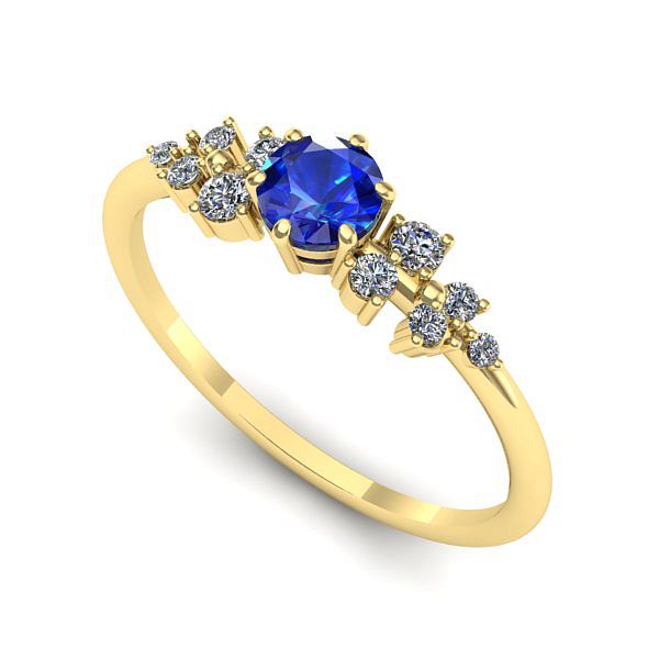 Inel logodna din aur galben cu safir