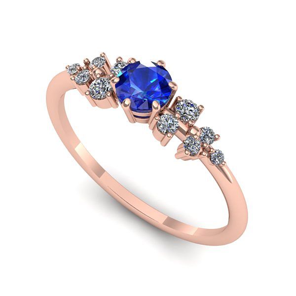 Inel logodna din aur roz cu safir