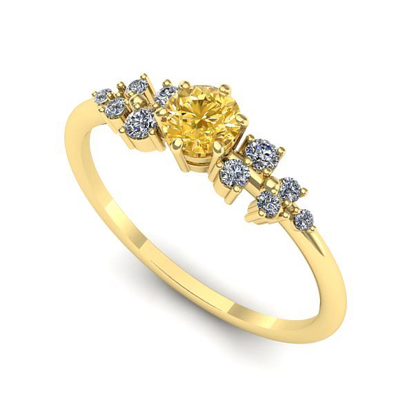 Inel logodna din aur galben cu safir galben