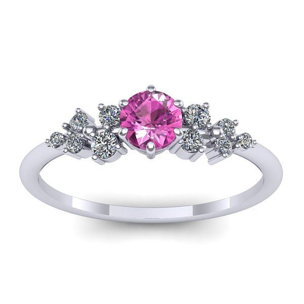 Inel logodna cu safir roz rotund