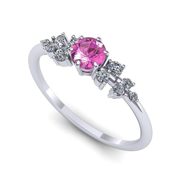 Inel de logodna din aur alb cu safir roz