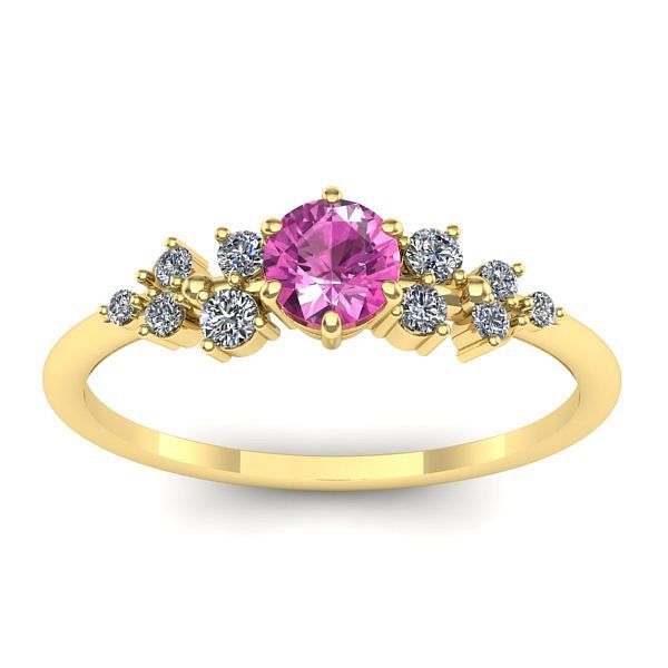 Inel cu safir roz rotund