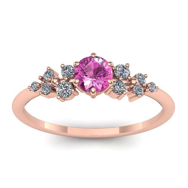 Inel logodna cu safir roz rotund