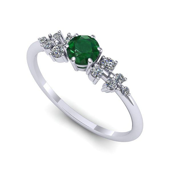 Inel logodna din aur alb cu smarald