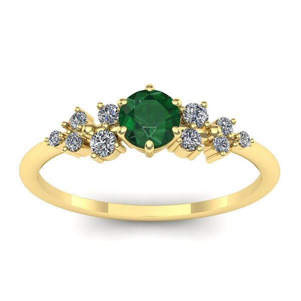 Inel logodna cu smarald rotund