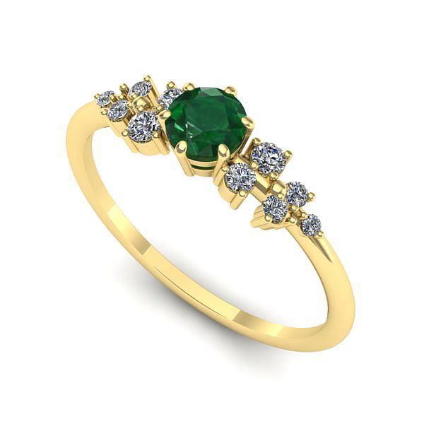 Inel de logodna din aur galben cu smarald