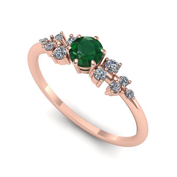 Inel din aur roz cu smarald