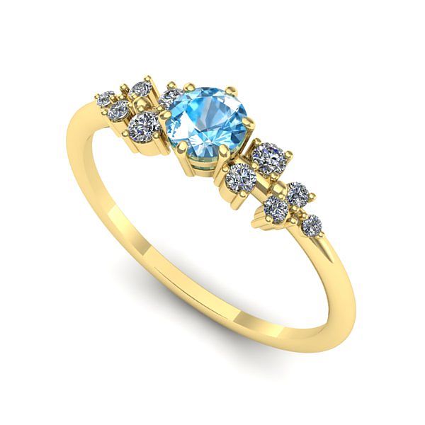 Inel de logodna din aur galben cu topaz blue