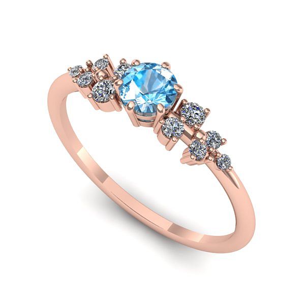 Inel de logodna din aur roz cu topaz blue