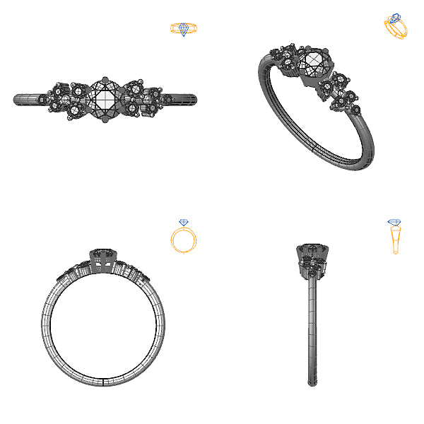 Inel logodna sidestone cu diamant negru