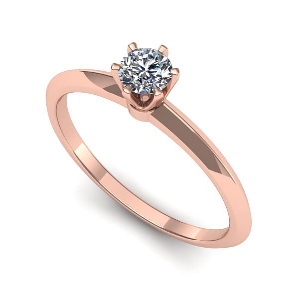 Inel logodna din aur roz cu diamant