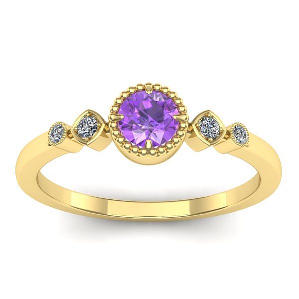 Inel cu ametist rotund