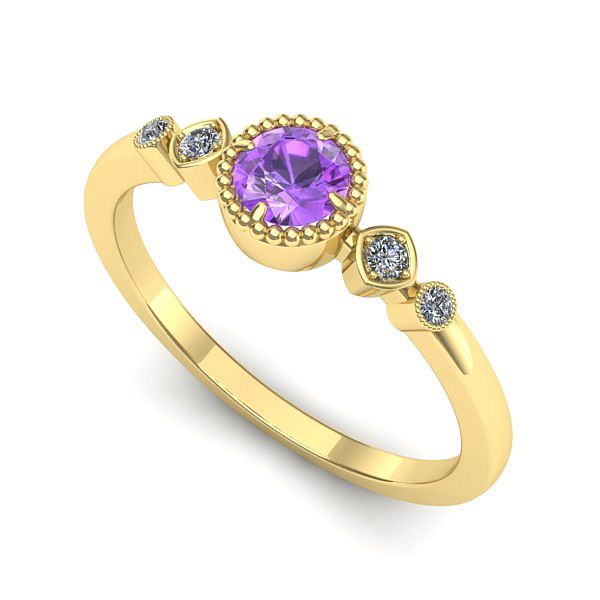 Inel din aur galben cu ametist