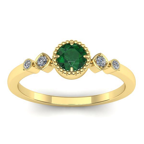 Inel logodna cu smarald rotund
