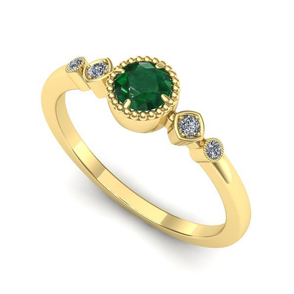 Inel din aur galben cu smarald