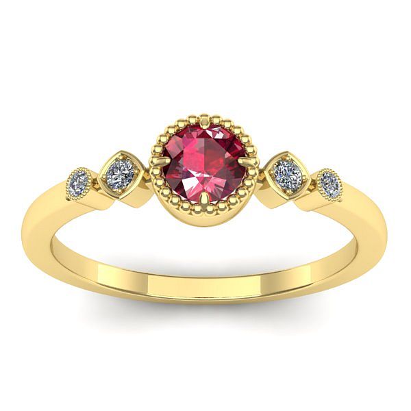 Inel de logodna cu rubin rotund