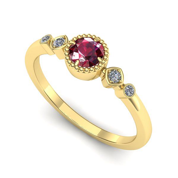 Inel de logodna din aur galben cu rubin