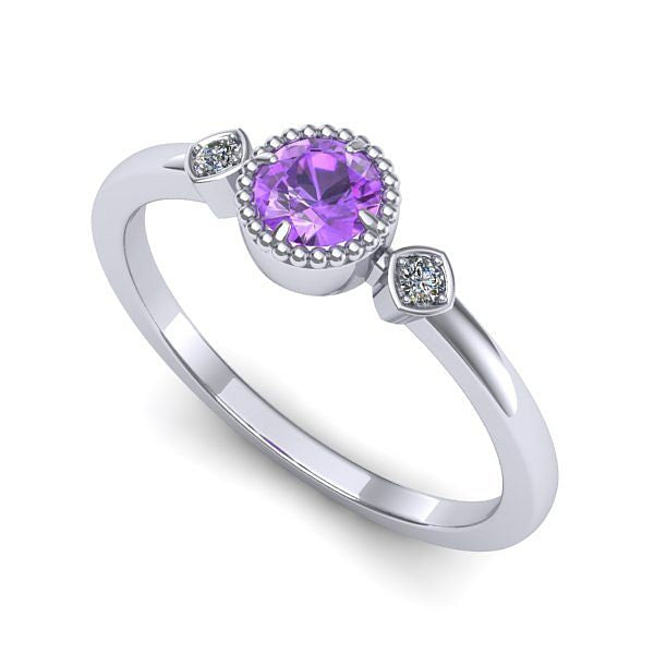 Inel logodna din aur alb cu ametist