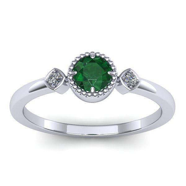Inel logodna cu smarald rotund