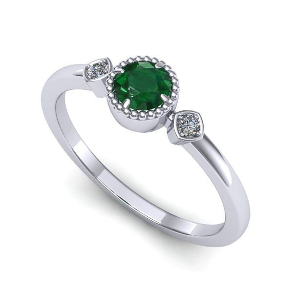 Inel de logodna din aur alb cu smarald