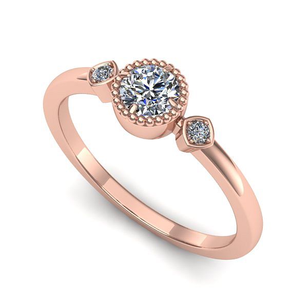 Inel logodna din aur roz cu diamant