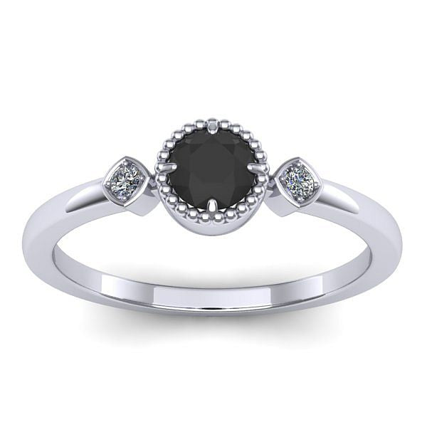 Inel de logodna cu diamant negru rotund