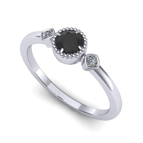 Inel logodna din aur alb cu diamant negru