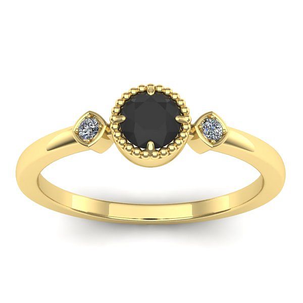 Inel de logodna cu diamant negru rotund