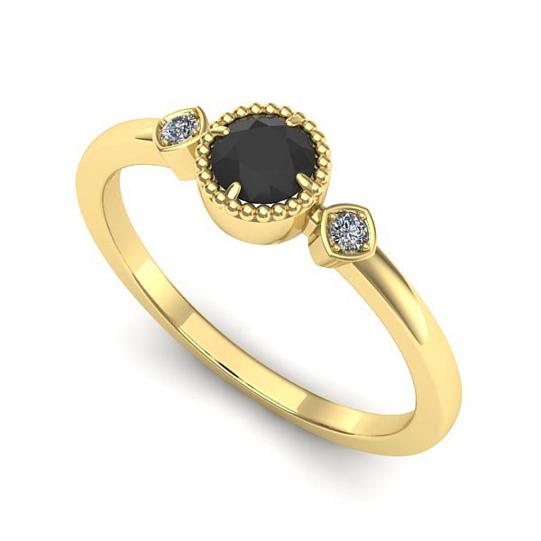 Inel logodna din aur galben cu diamant negru