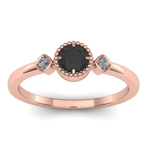 Inel cu diamant negru rotund