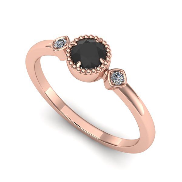 Inel de logodna din aur roz cu diamant negru