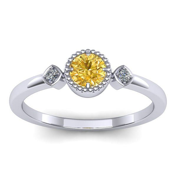 Inel cu safir galben rotund