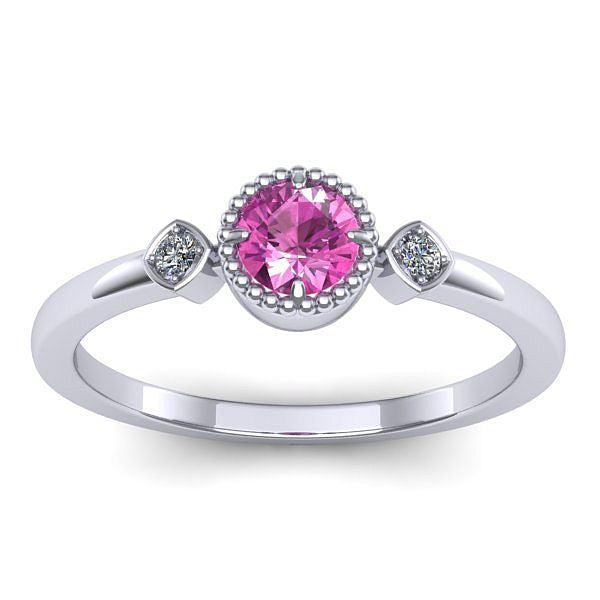 Inel cu safir roz rotund