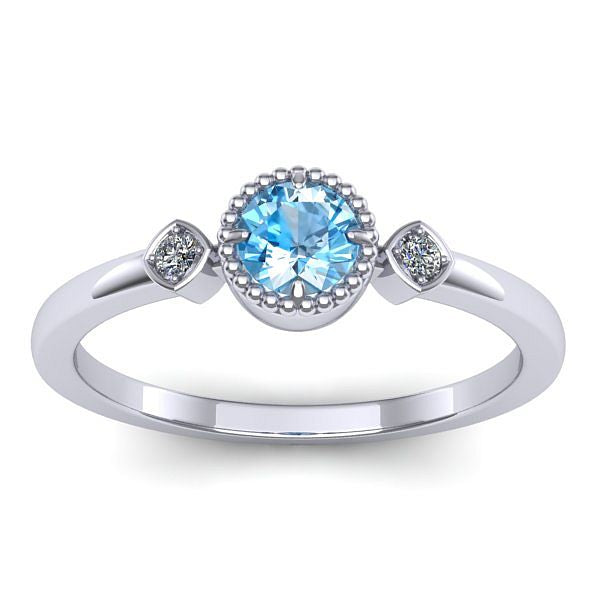 Inel cu topaz blue rotund