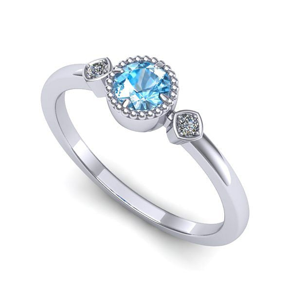 Inel logodna din aur alb cu topaz blue