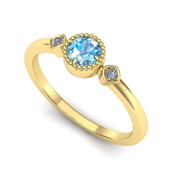Inel din aur galben cu topaz blue