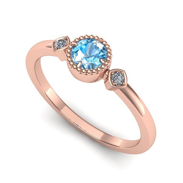 Inel de logodna din aur roz cu topaz blue