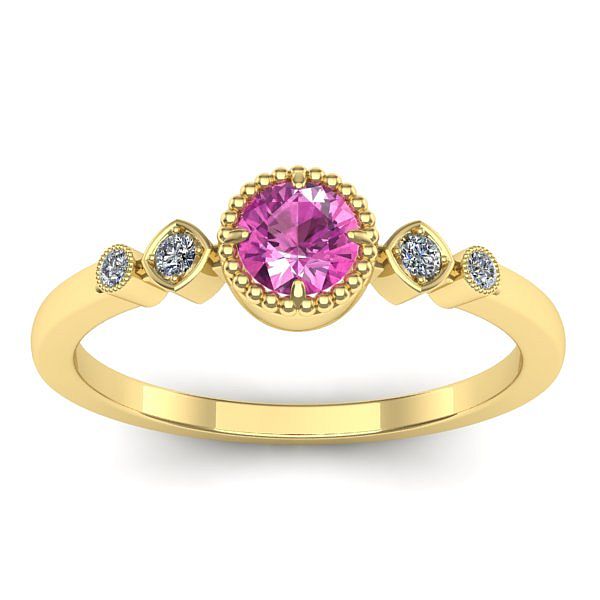 Inel logodna cu safir roz rotund