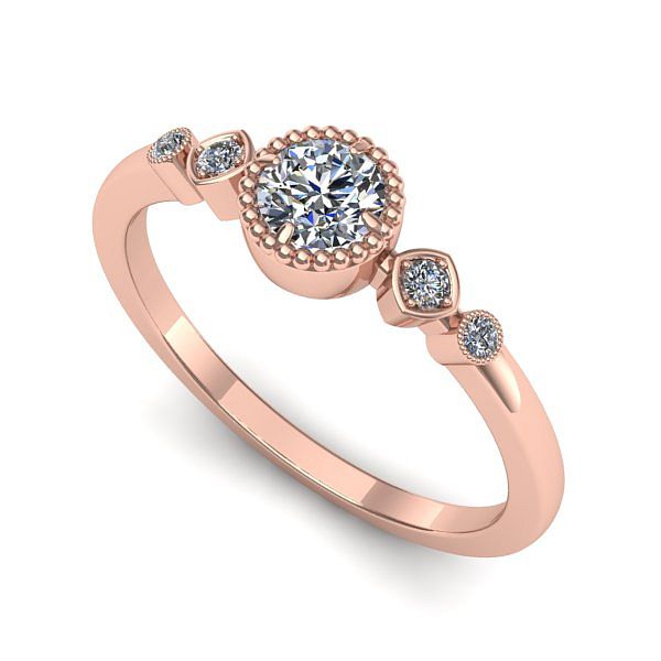 Inel din aur roz cu diamant