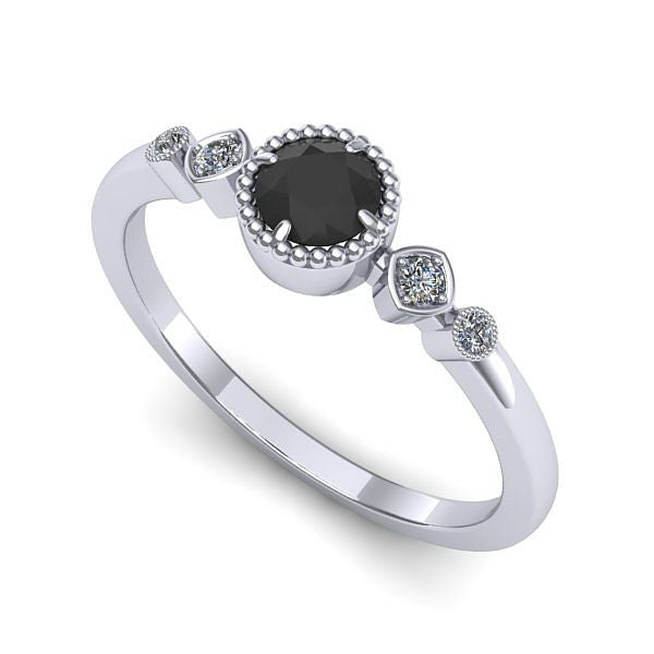Inel din aur alb cu diamant negru
