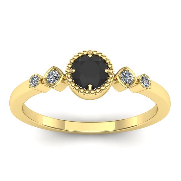 Inel logodna cu diamant negru rotund