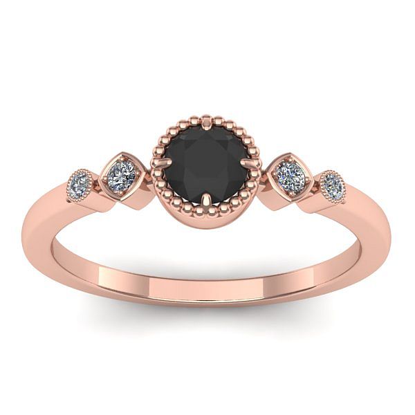 Inel de logodna cu diamant negru rotund