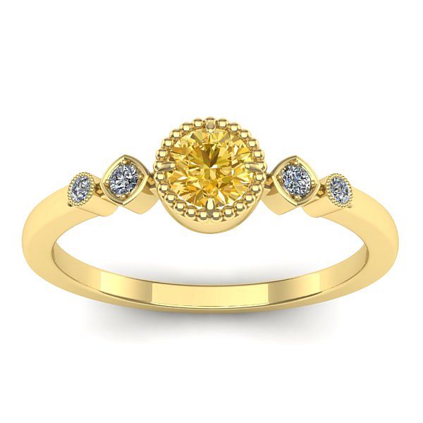 Inel cu safir galben rotund