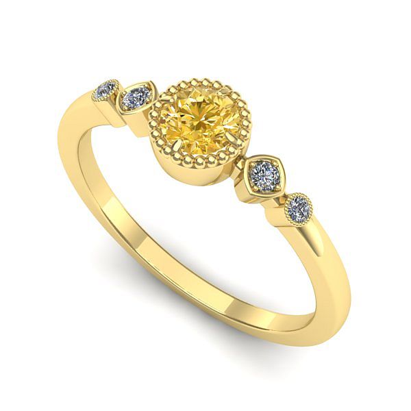 Inel de logodna din aur galben cu safir galben