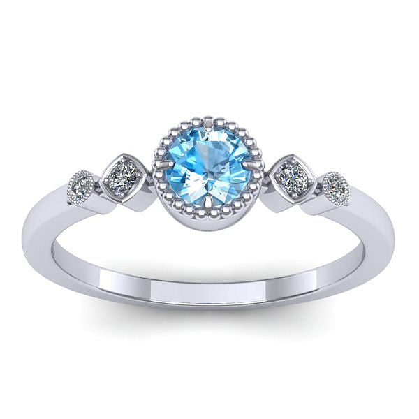 Inel cu topaz blue rotund
