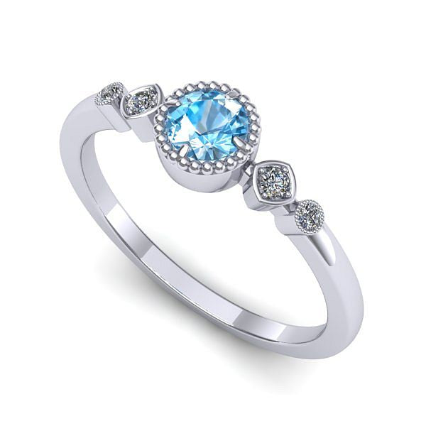 Inel logodna din aur alb cu topaz blue