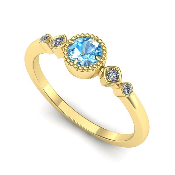 Inel logodna din aur galben cu topaz blue