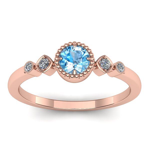 Inel cu topaz blue rotund