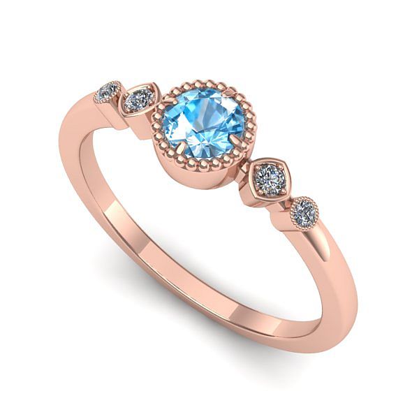 Inel logodna din aur roz cu topaz blue